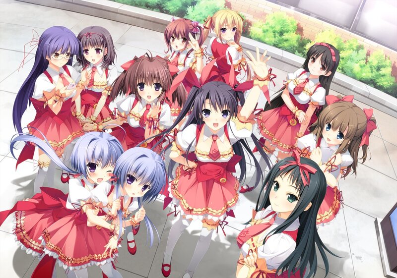 anime girls in red uniforms