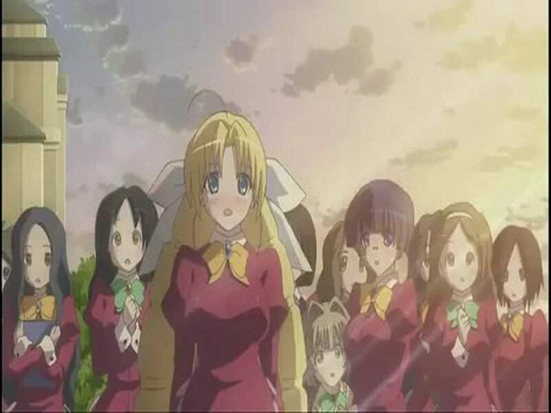 anime girls in red uniforms