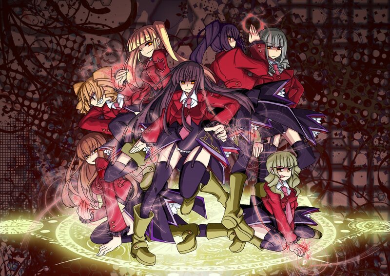 anime girls in red uniforms