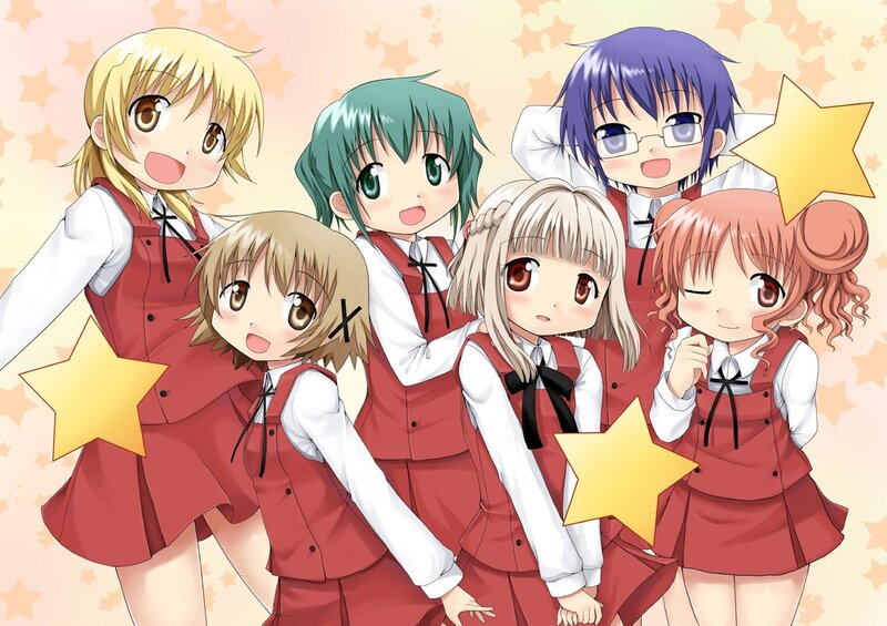 anime girls in red uniforms