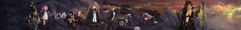 Anime Girls in Ruins — Purple, Dramatic, Sunset