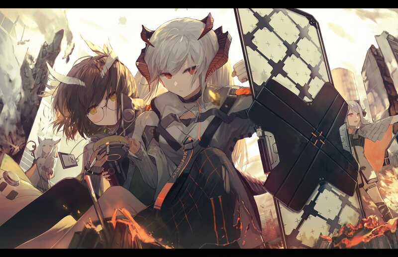 Anime Girls in Ruins — White