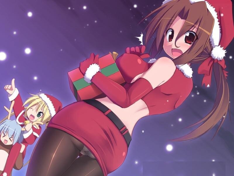 Anime Girls in Santa Outfits — Red