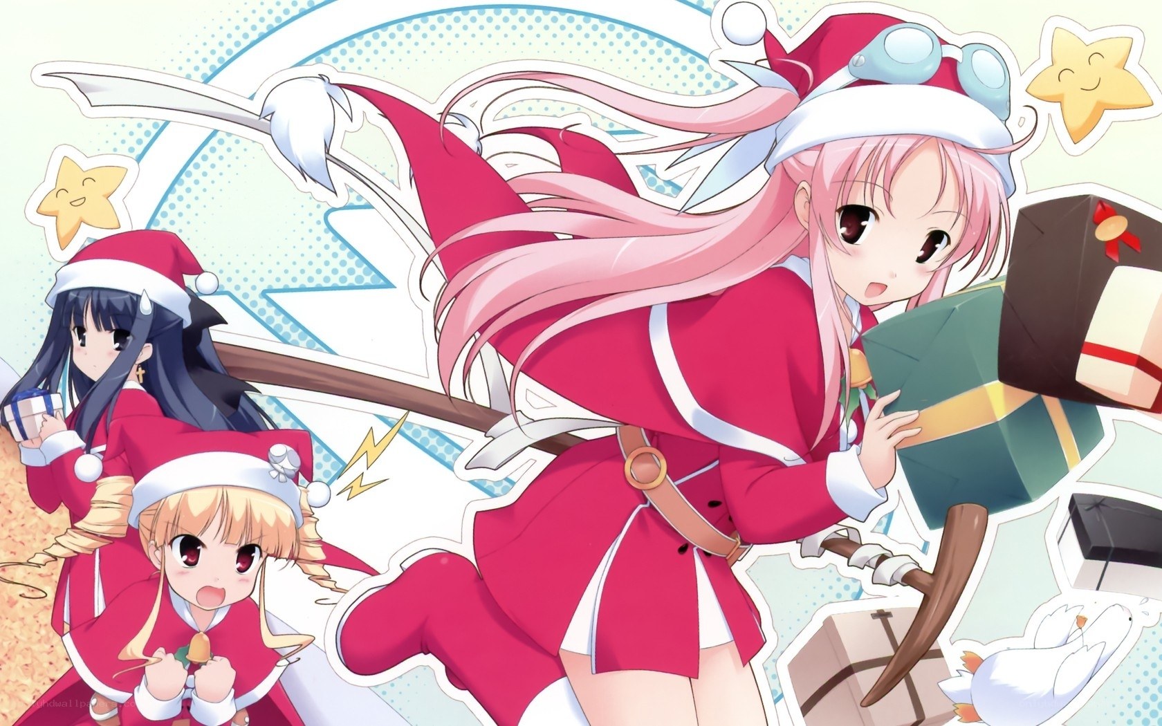 Anime girls in Santa outfits