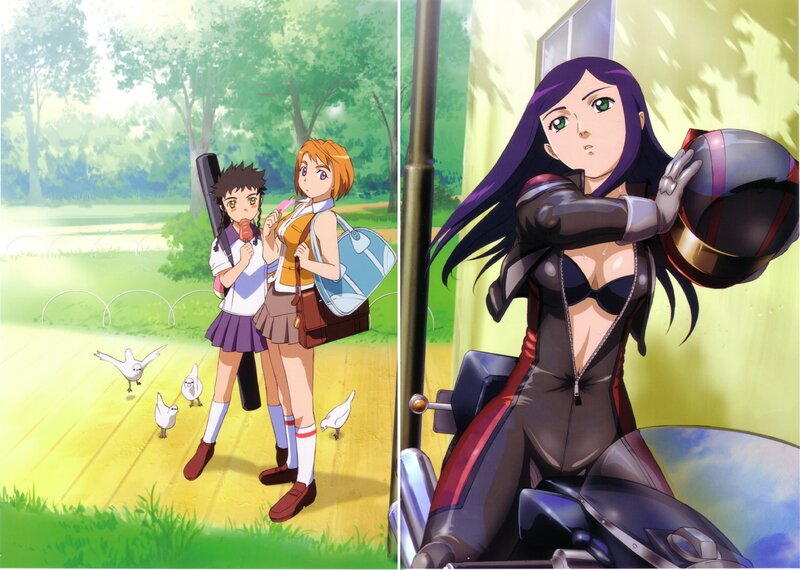 Anime girls in school and combat