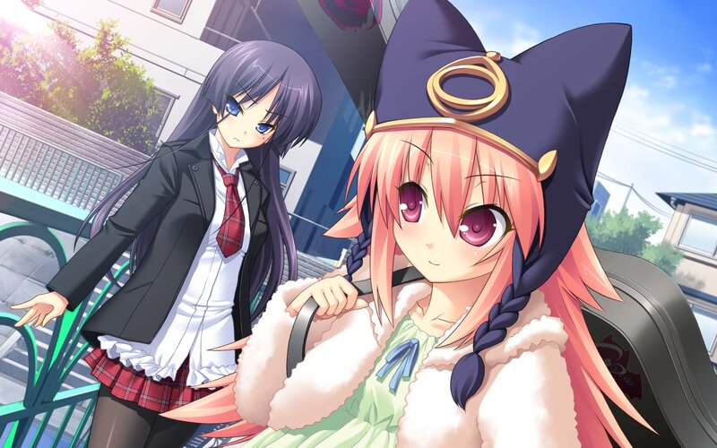 Anime girls in school and costume