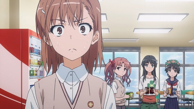 anime girls in school hallway