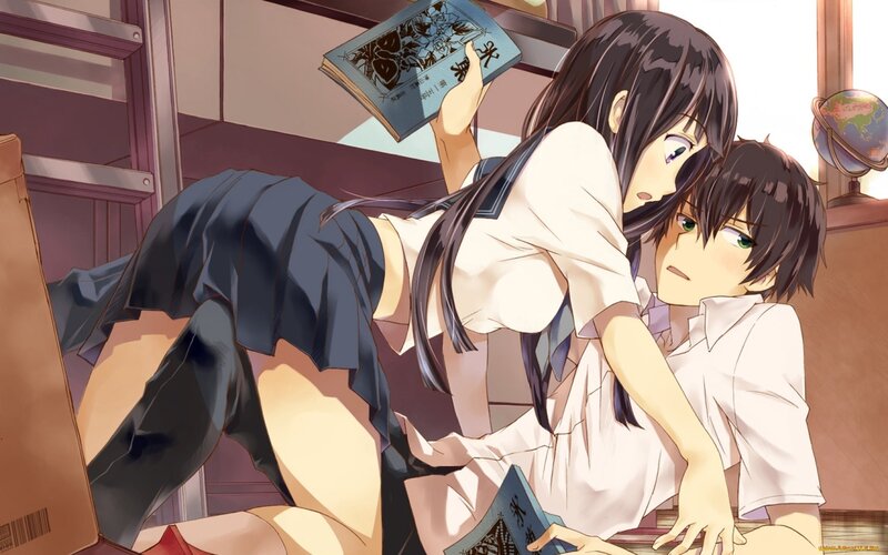 Anime girls in school setting