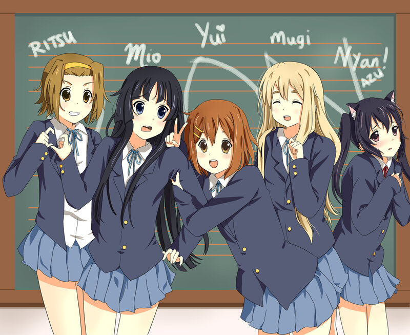 Anime girls in school uniforms
