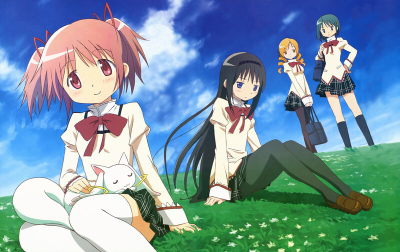 Anime girls in school uniforms