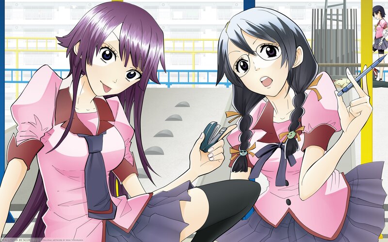Anime girls in school uniforms