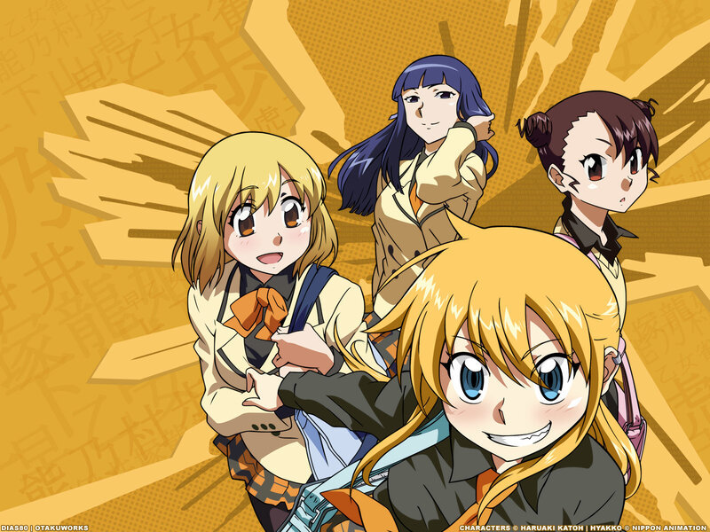 Anime girls in school uniforms