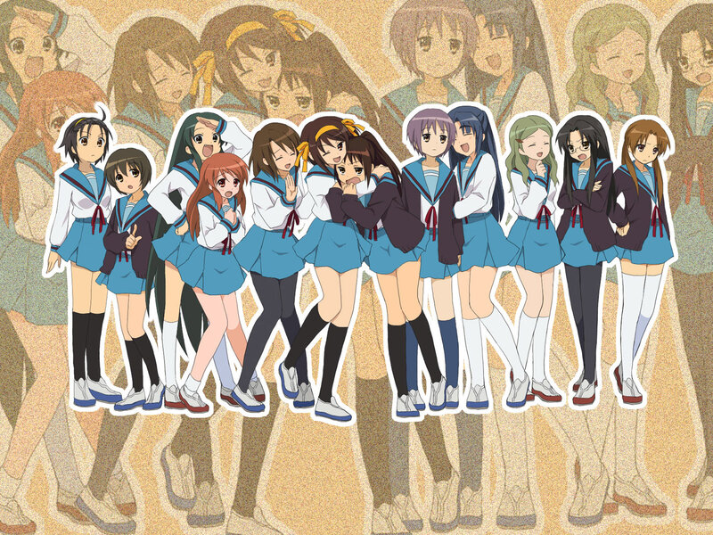 Anime girls in school uniforms