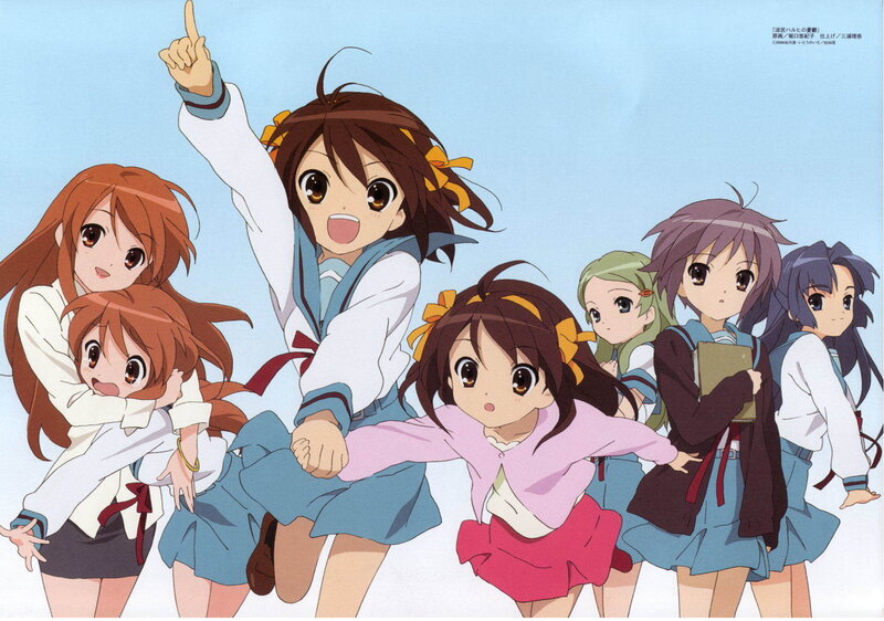 Anime girls in school uniforms