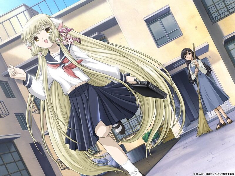 Anime girls in school uniforms