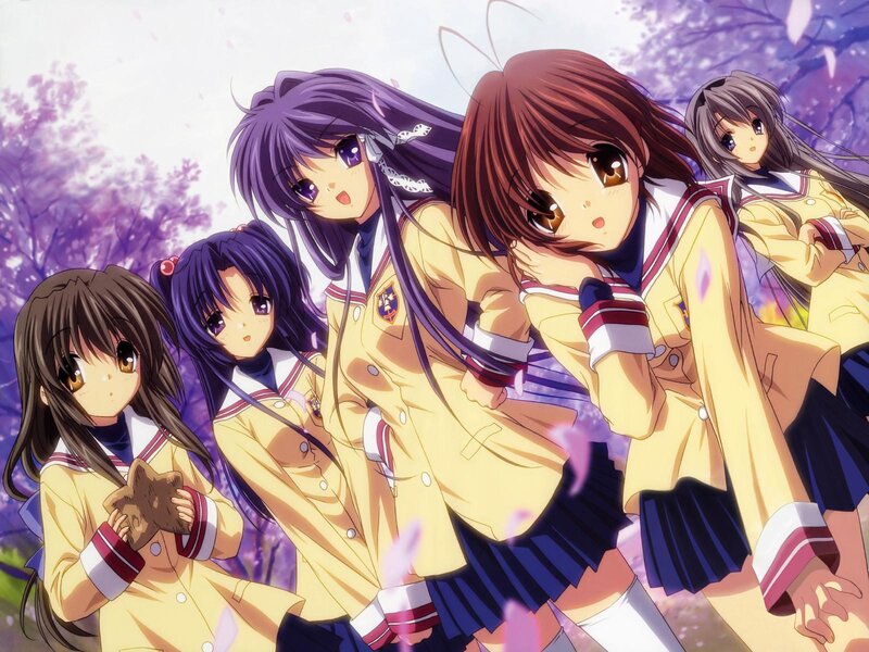 Anime girls in school uniforms