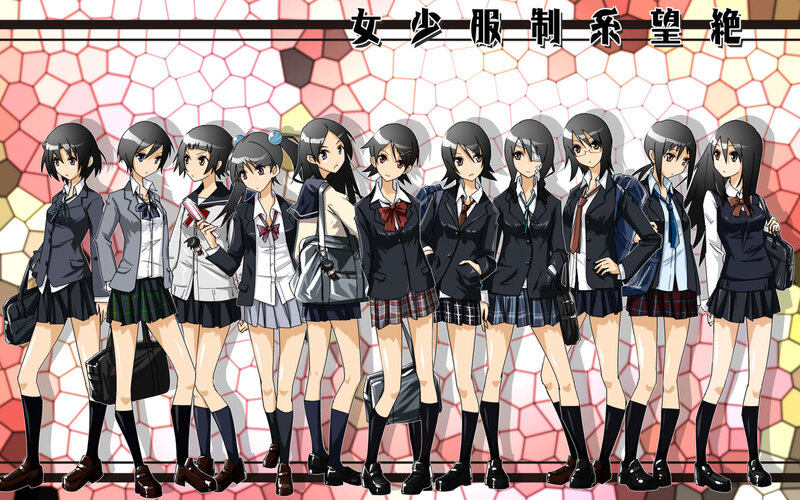 anime girls in school uniforms