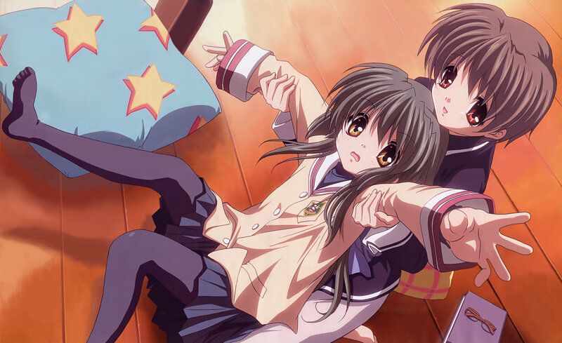 Anime girls in school uniforms