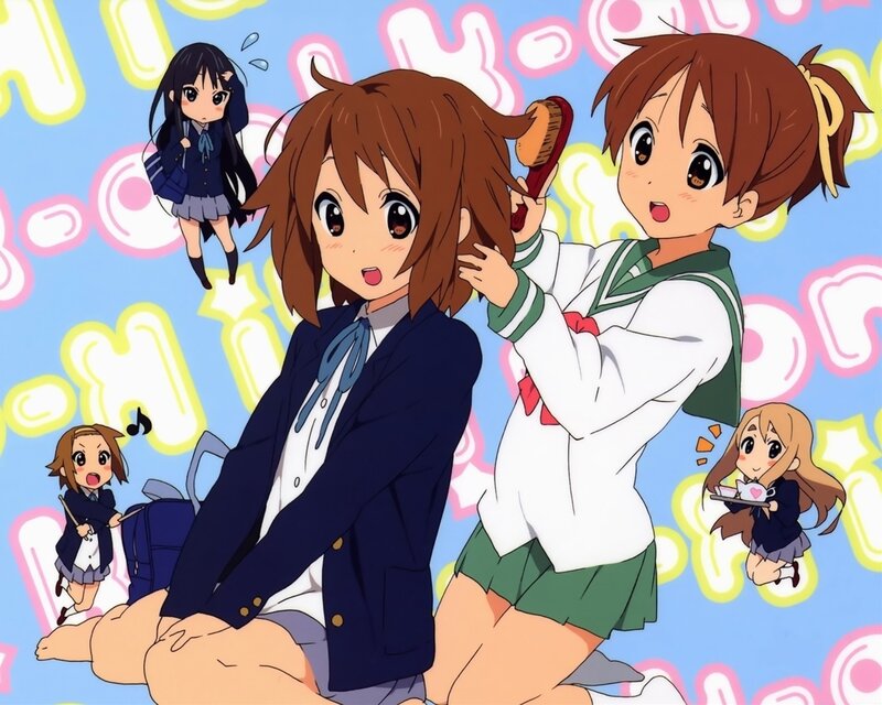Anime girls in school uniforms
