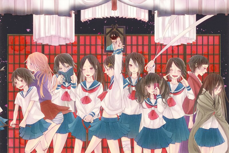 Anime girls in school uniforms