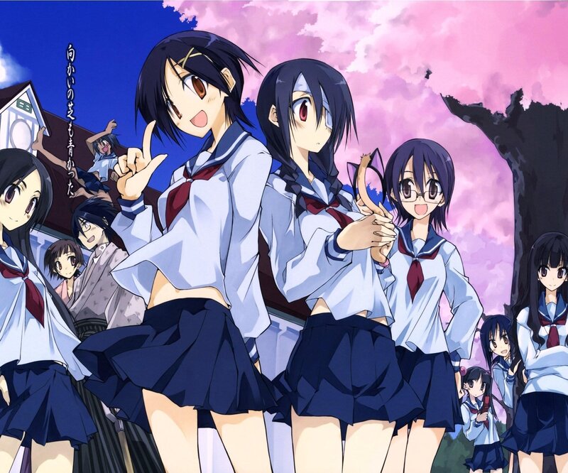 Anime girls in school uniforms