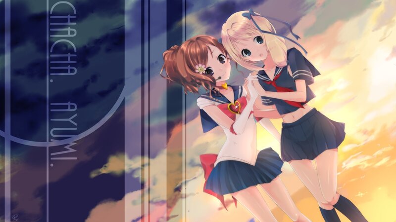 Anime girls in school uniforms