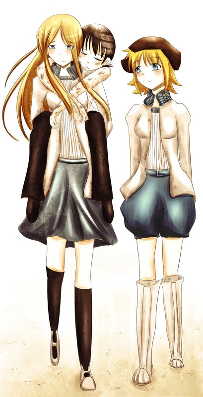 Anime girls in school uniforms