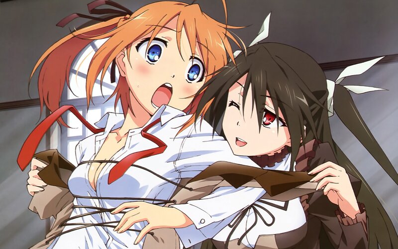 Anime girls in school uniforms
