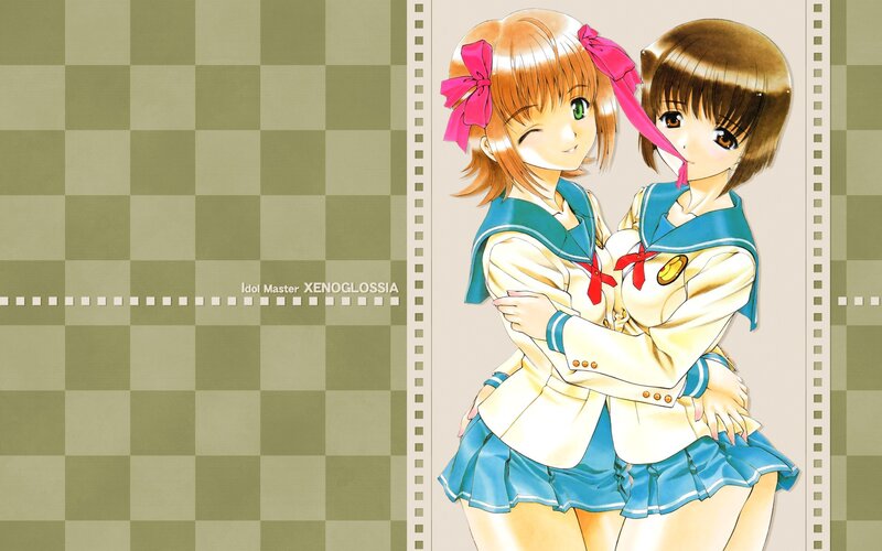 Anime girls in school uniforms