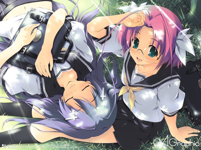 Anime girls in school uniforms