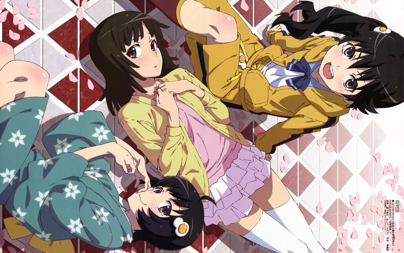 Anime girls in school uniforms