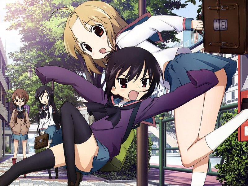 Anime girls in school uniforms