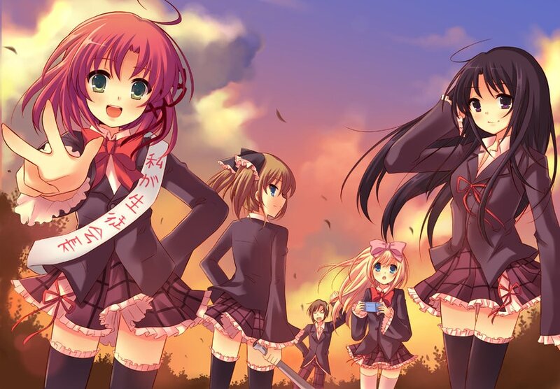 anime girls in school uniforms