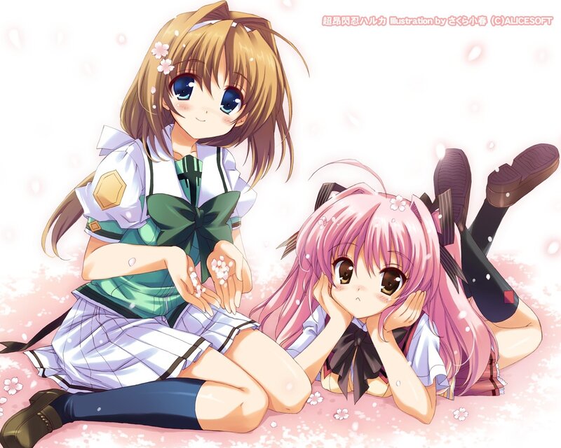 Anime girls in school uniforms