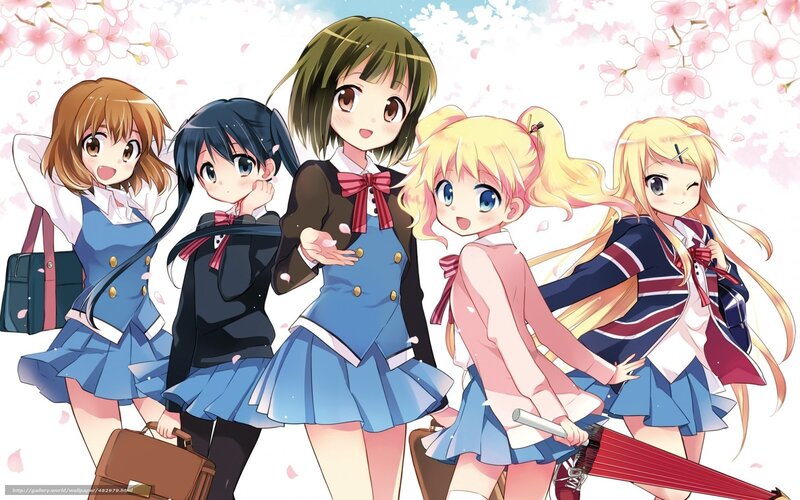 anime girls in school uniforms