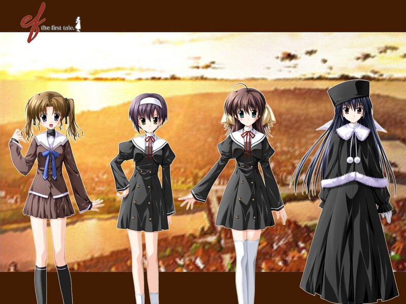 Anime girls in school uniforms