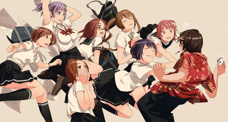 anime girls in school uniforms