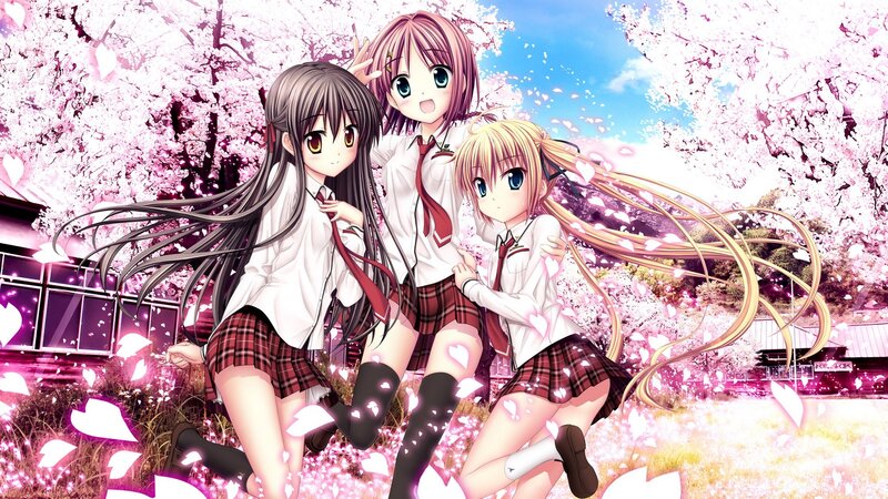 Anime girls in school uniforms