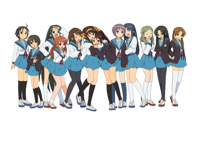 anime girls in school uniforms