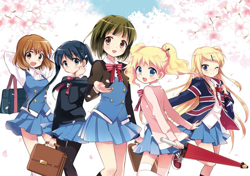 Anime girls in school uniforms