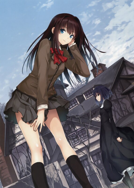 Anime girls in school uniforms