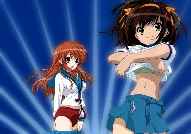 Anime girls in school uniforms