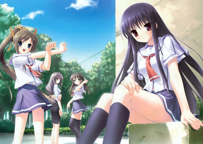 Anime girls in school uniforms