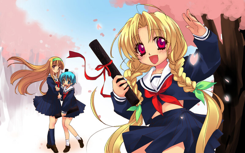 Anime girls in school uniforms