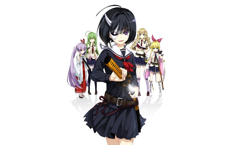 Anime Girls in School Uniforms — Black, Confident