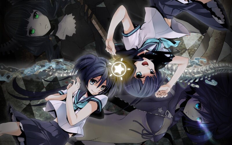 Anime Girls in School Uniforms — Black, Dramatic, Night