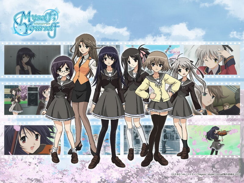 Anime Girls in School Uniforms — Blue, Calm