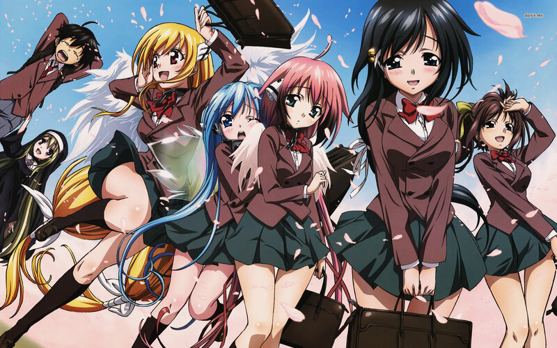 Anime Girls in School Uniforms — Blue, Dynamic, Spring