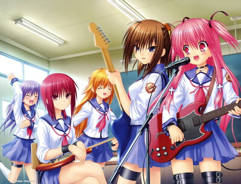 Anime Girls in School Uniforms — Blue, Energetic, Afternoon