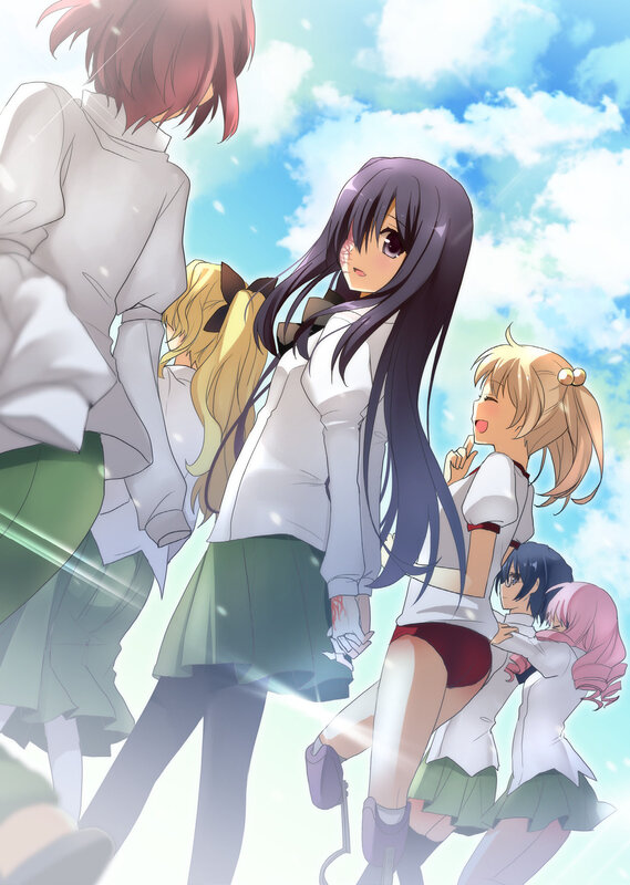 Anime Girls in School Uniforms — Blue, Serene, Afternoon, School Uniform, Sky